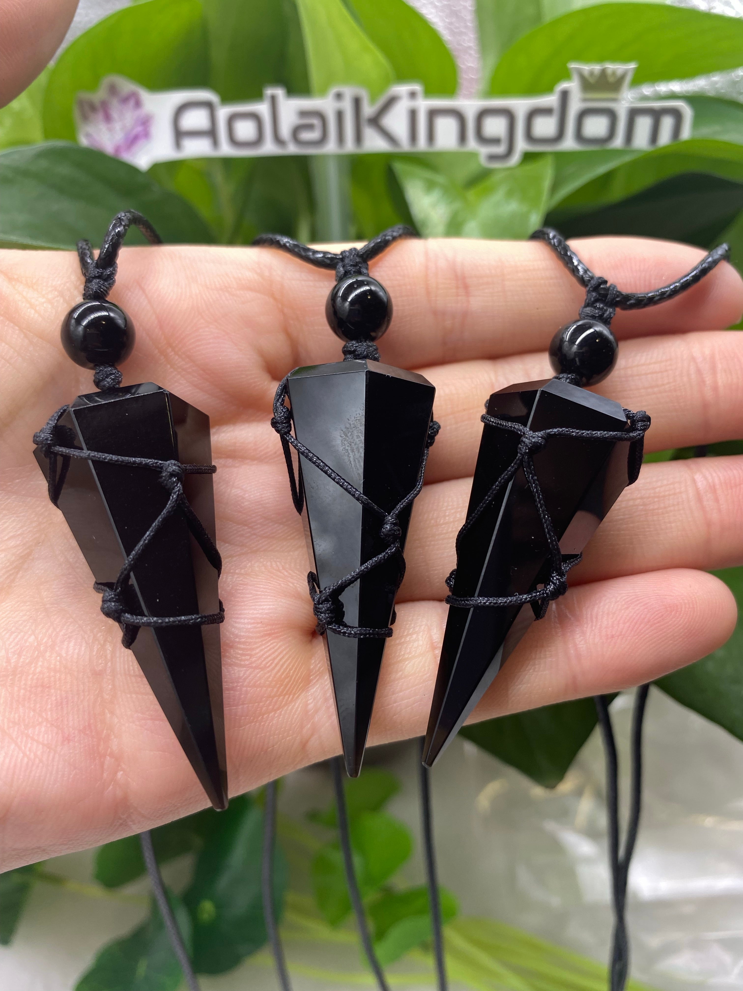 Obsidian cone pendant/necklace