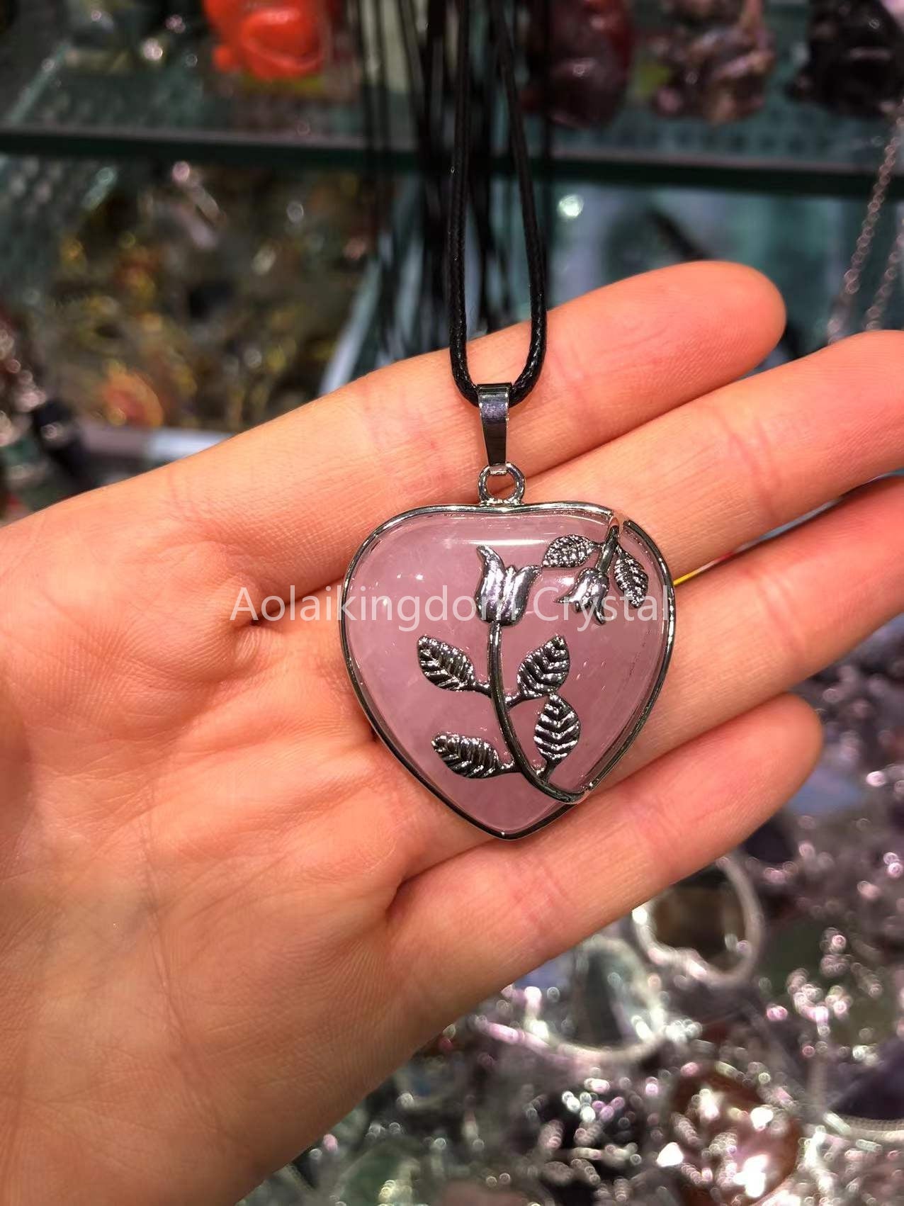 Crystal heartflower pendant/necklace