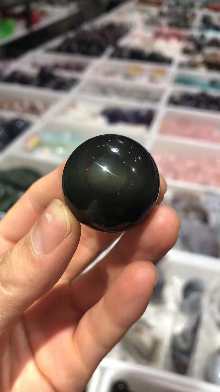 Rainbow obsidian sphere