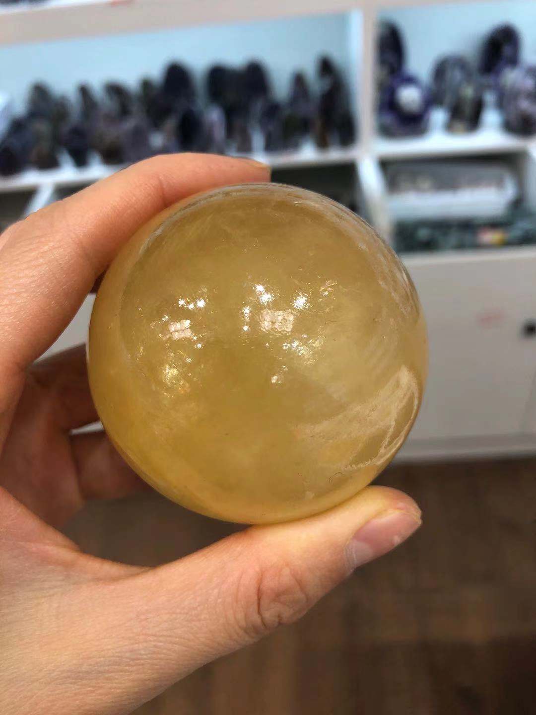 Honey /white calcite sphere