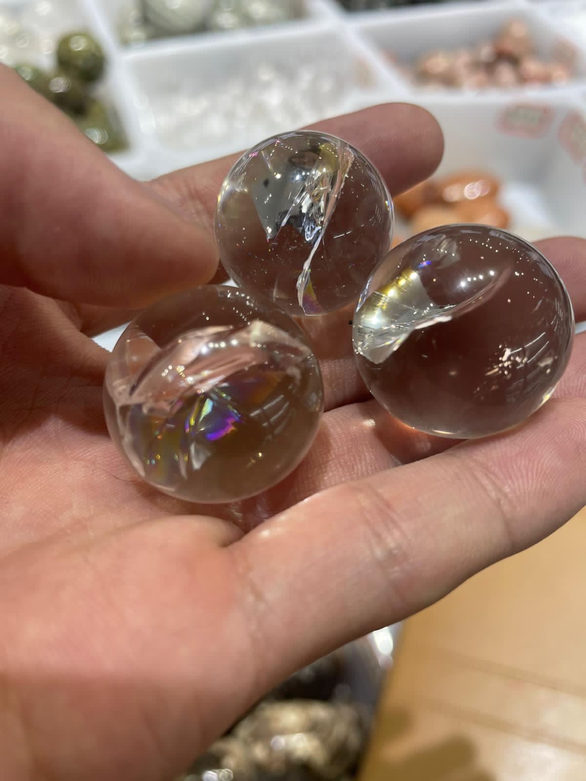 Aura clear quartz sphere mini