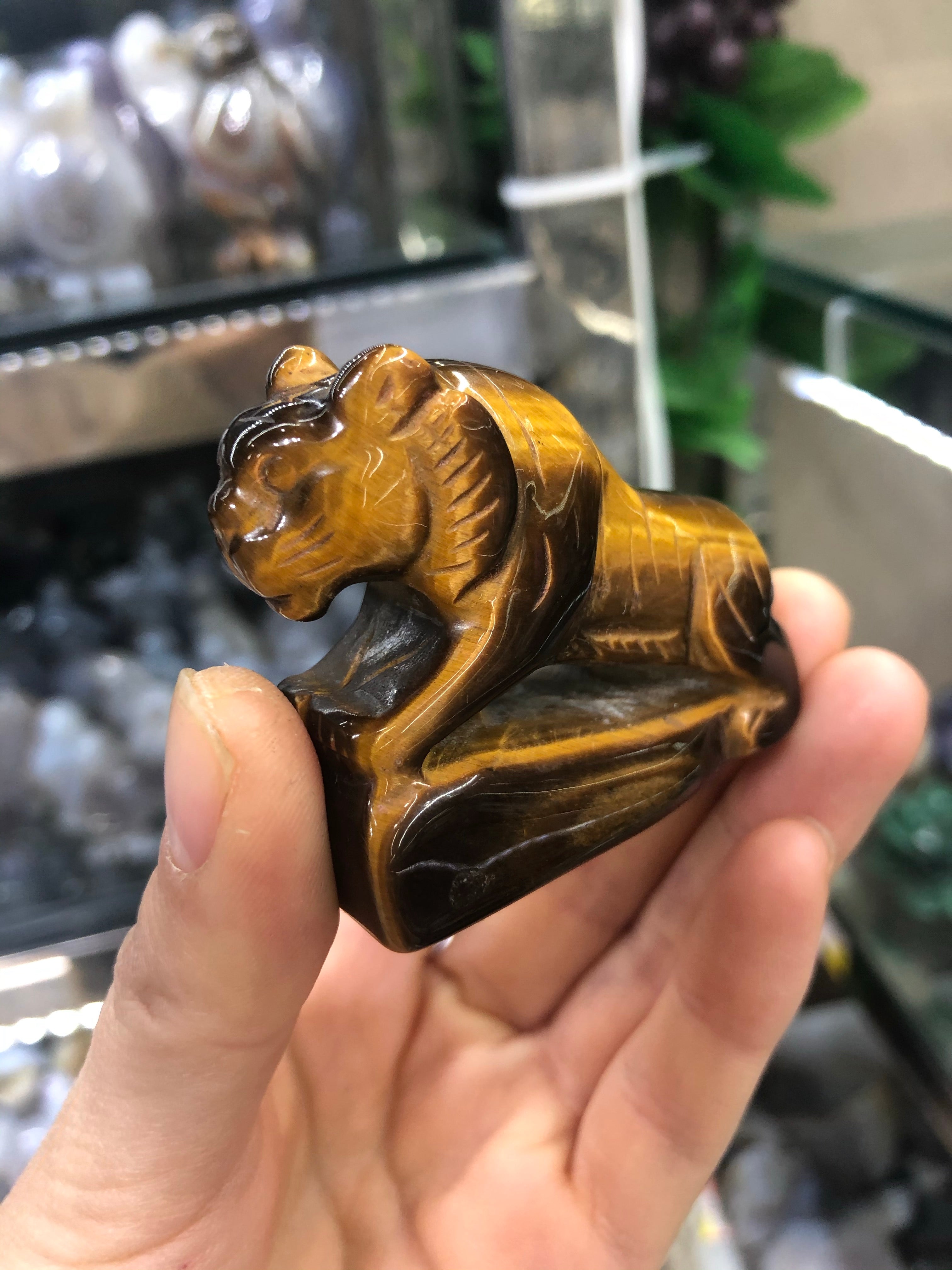 Tigereye tiger carving