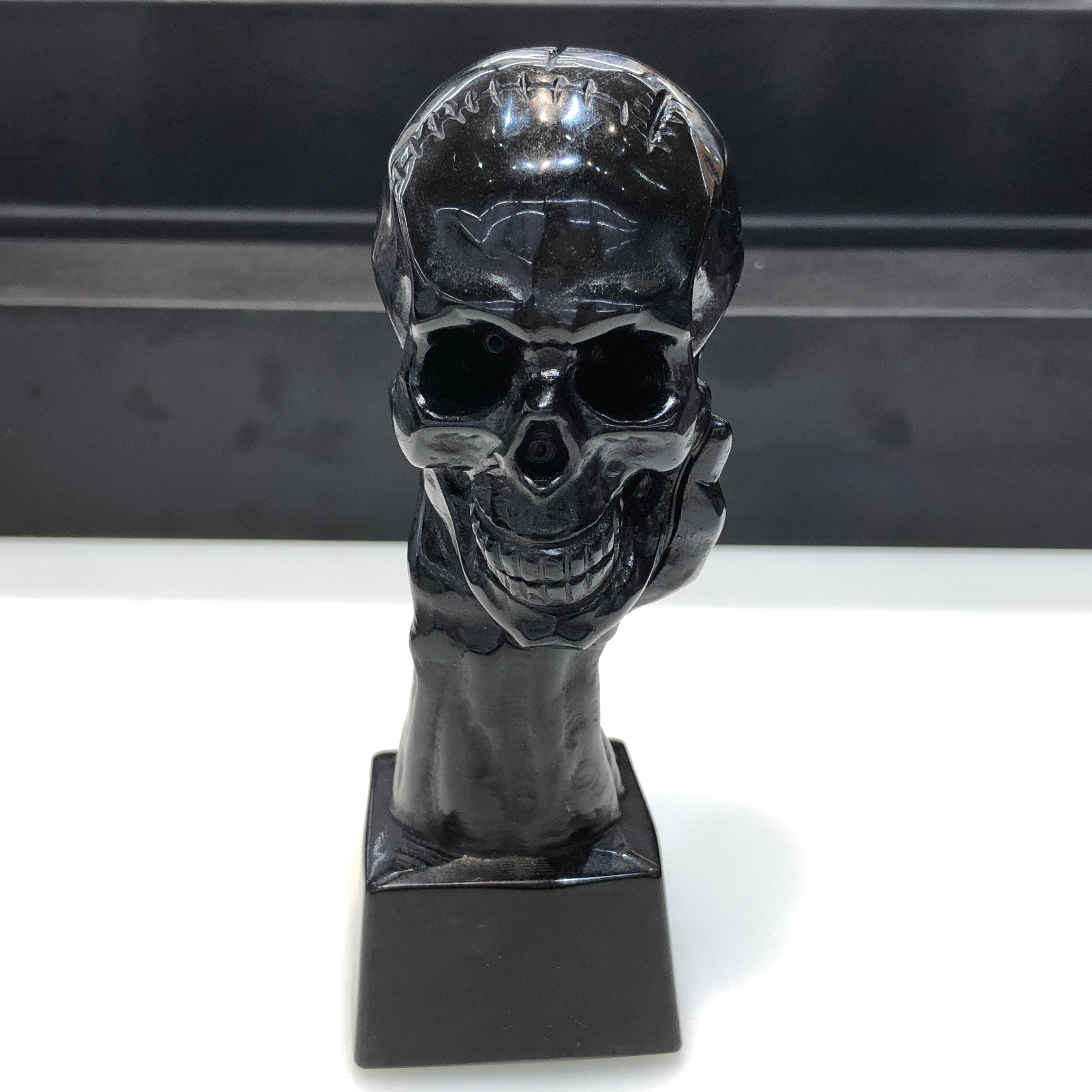 Obsidian&rose quartz skull-mini