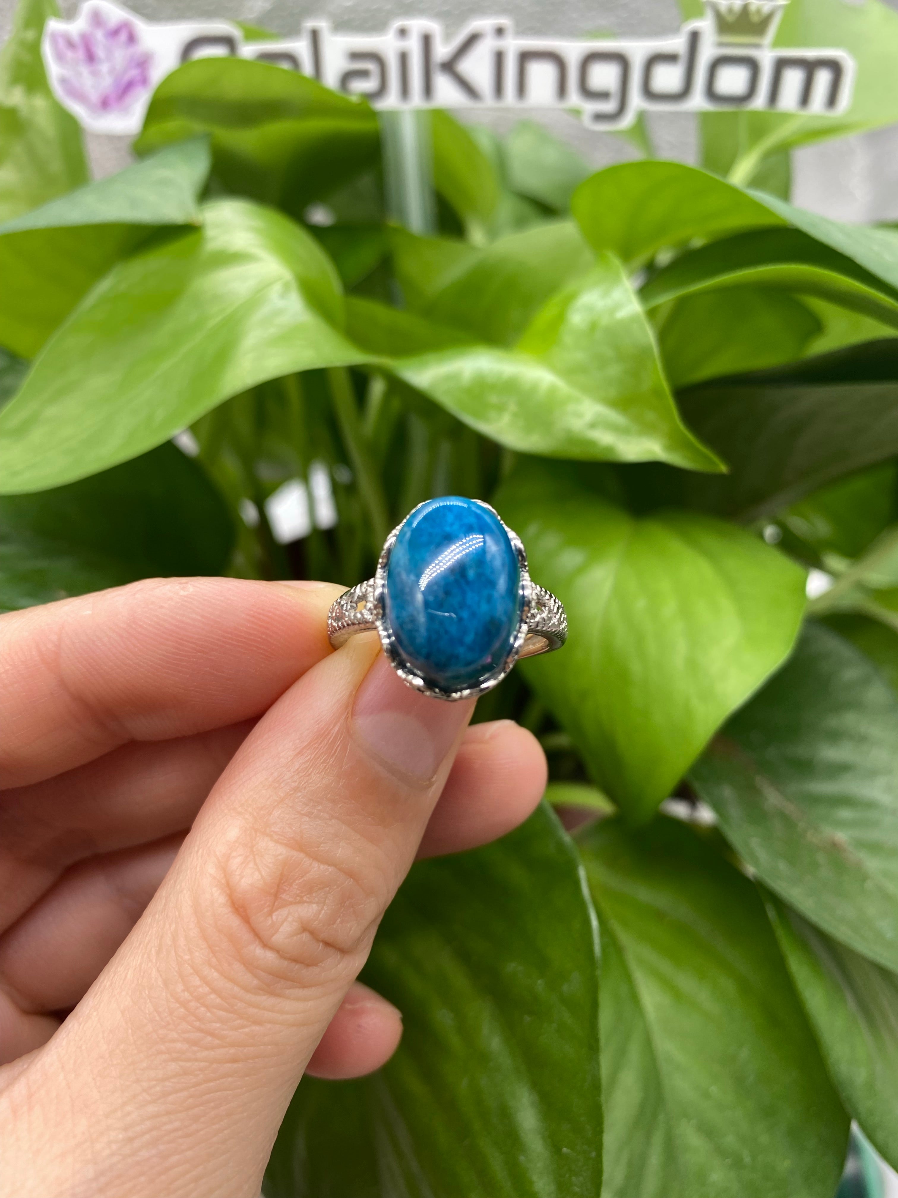 Blue apatite ring