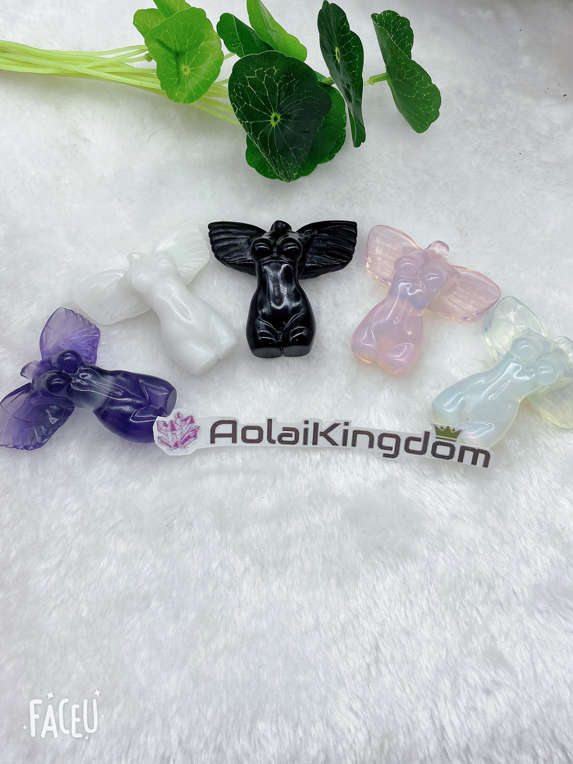 Angel body,obsidian,fluorite,white jade&opalite angel