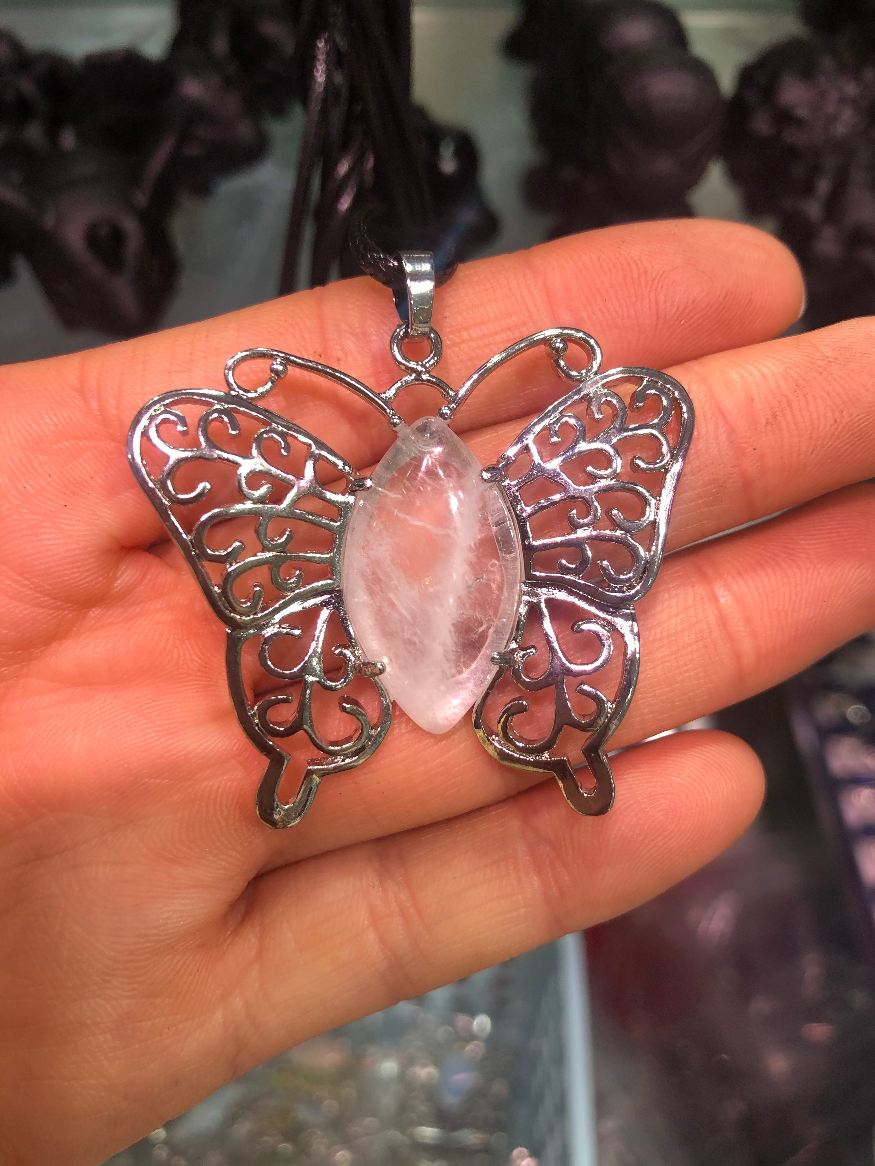 Crystal butterfly pendant/necklace