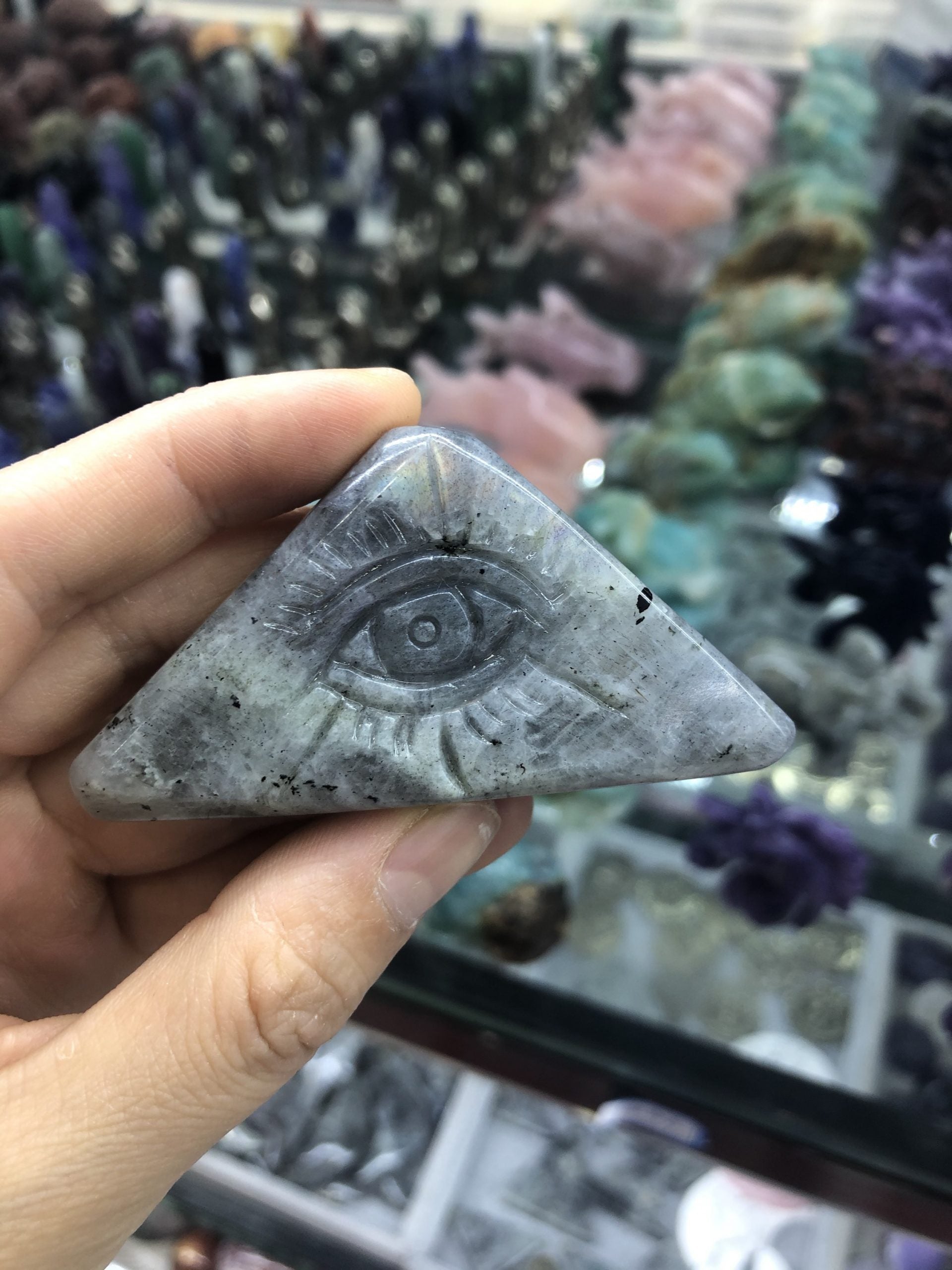 Labradorite eye carving