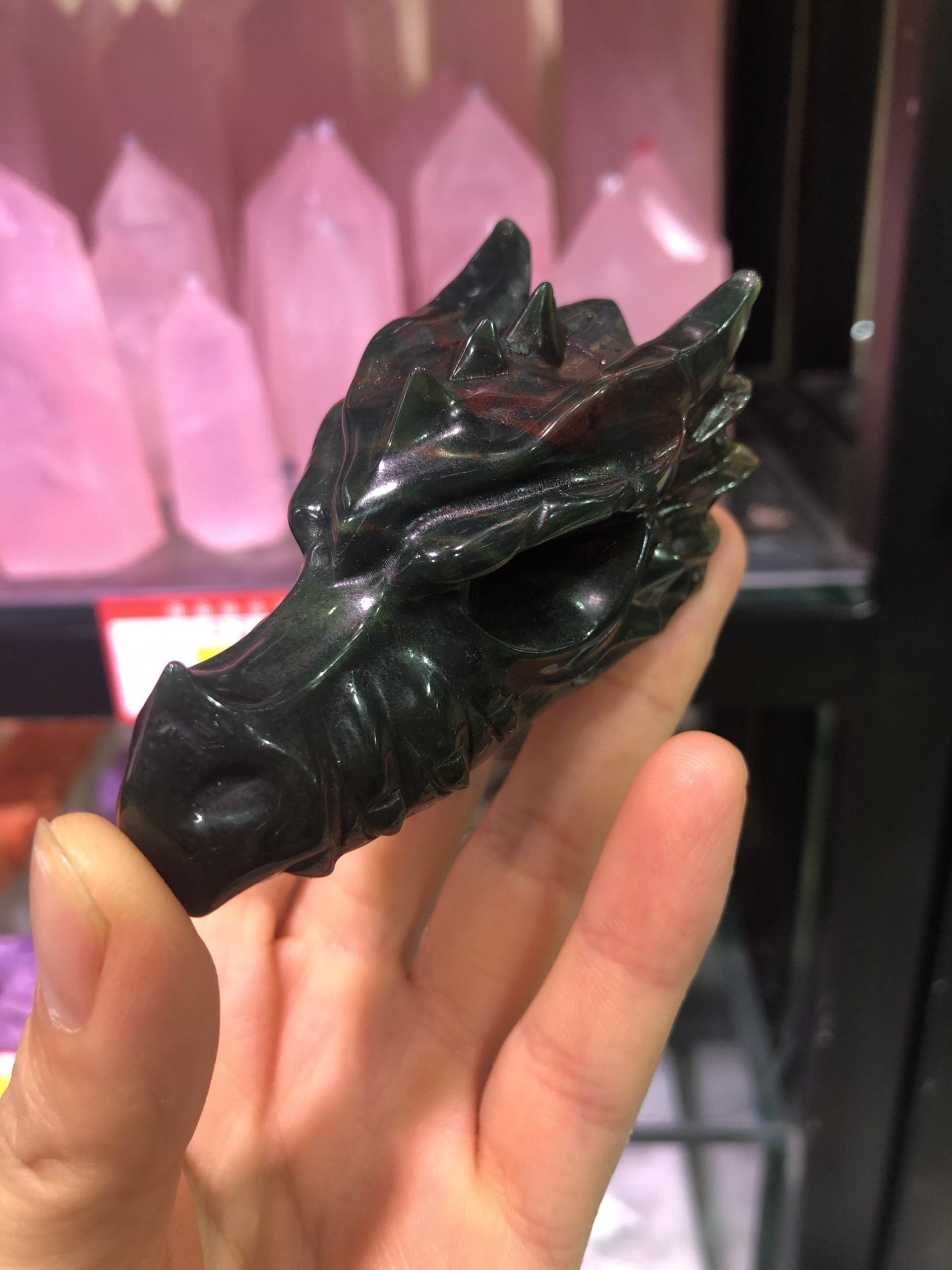 Dragon head mossagaye/sunstone/obsidian/fluorite/pyrite